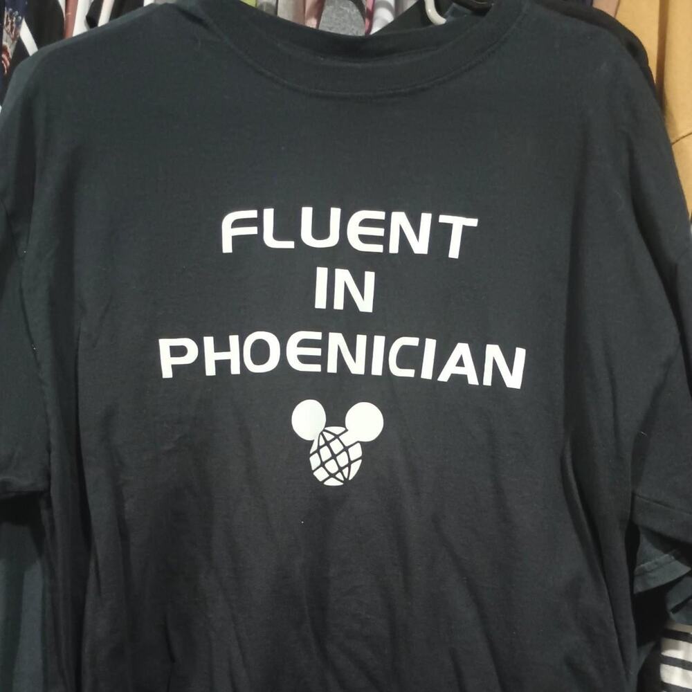 Disney Parks EPCOT Spaceship Earth - Fluent in Phoenician T-Shirt - Mens XL Tee
